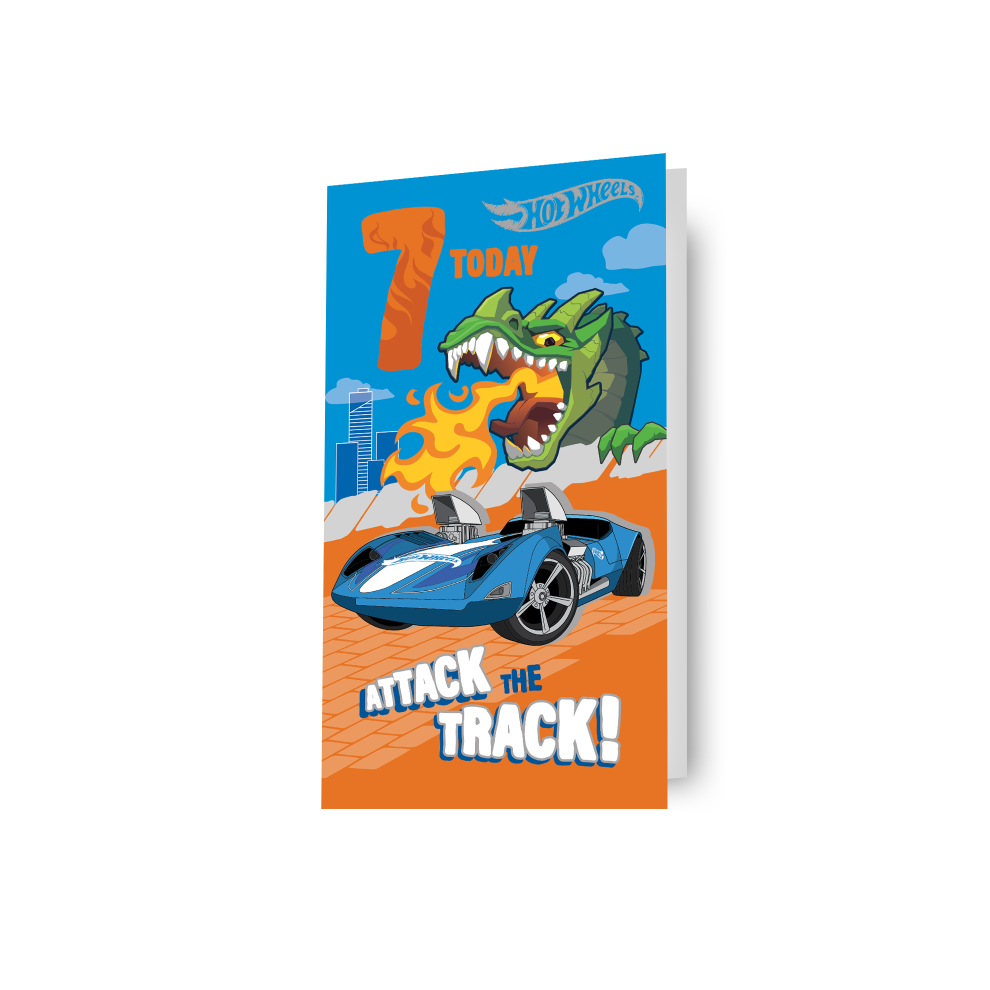 Hot Wheels Age 7 Birthday Card