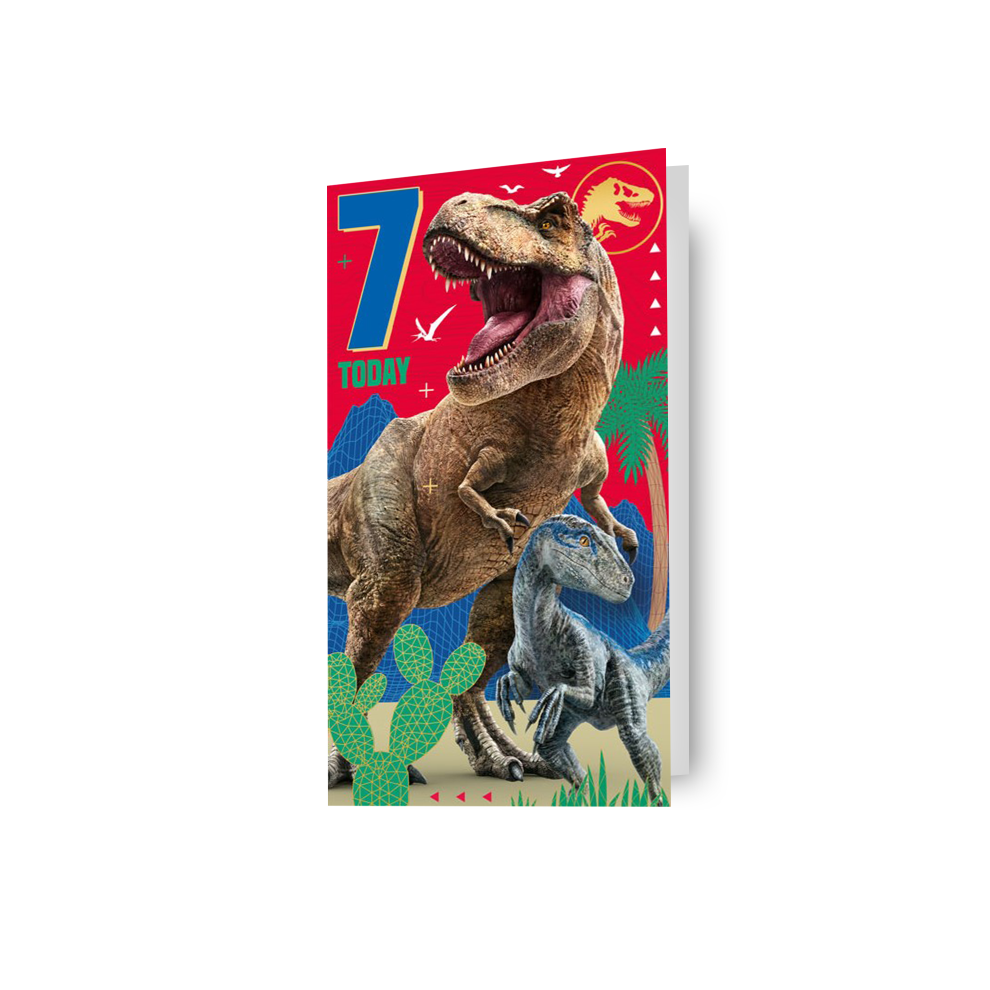 Jurassic World Age 7 Birthday Card