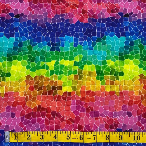 (1 Meter) 100% Cotton Digital Fabric Rainbow Mosaic Material