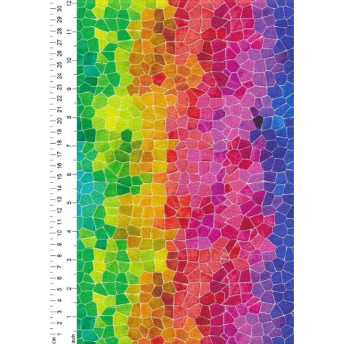 (1 Meter) 100% Cotton Digital Fabric Rainbow Mosaic Material 2