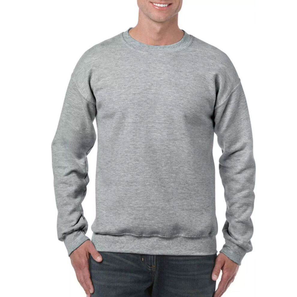 (Grey, S) Mens Plain Sweatshirt Jumper Jersey Sweater Top