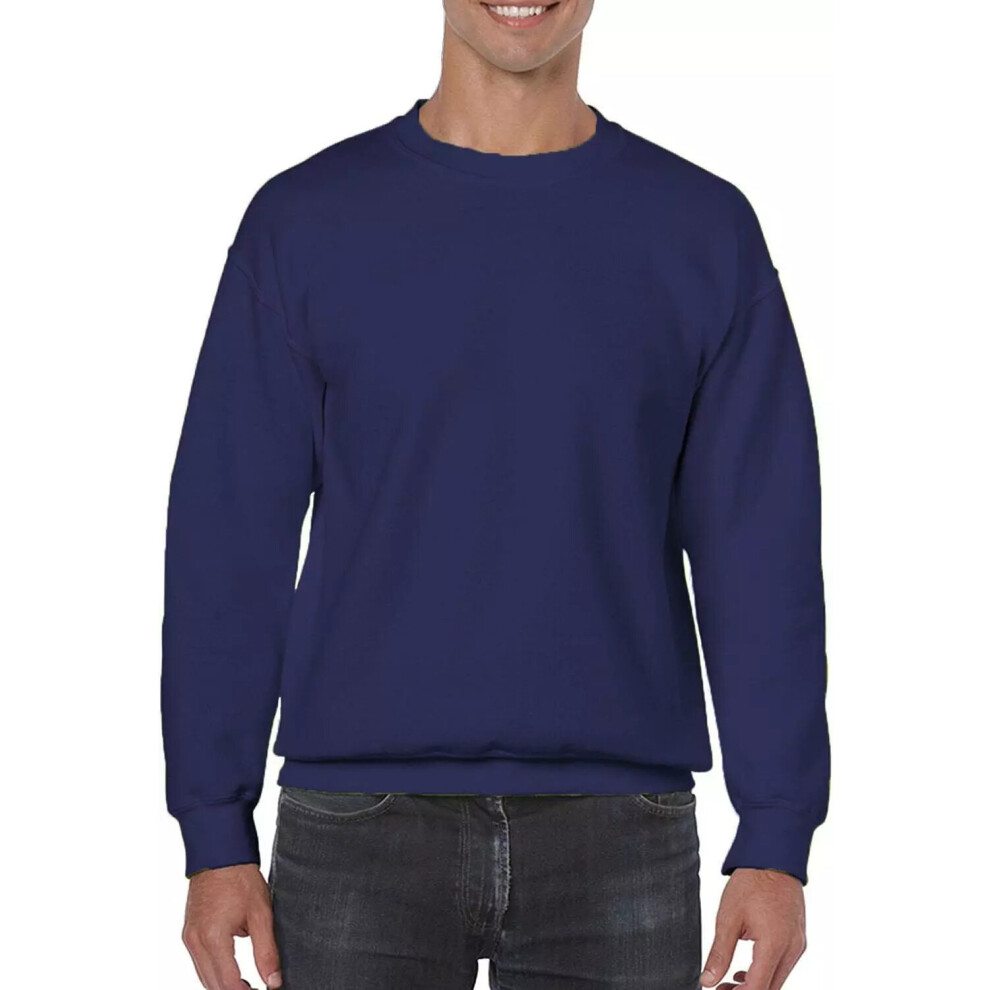 (Navy, XL) Mens Plain Sweatshirt Jumper Jersey Sweater Top