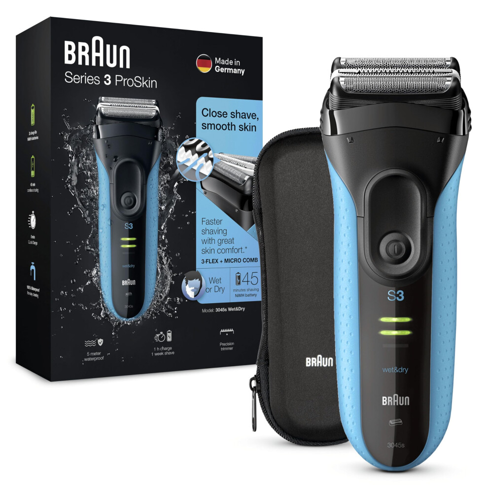 Braun Black/Blue Series 3 Proskin 3045S Electric Shaver,