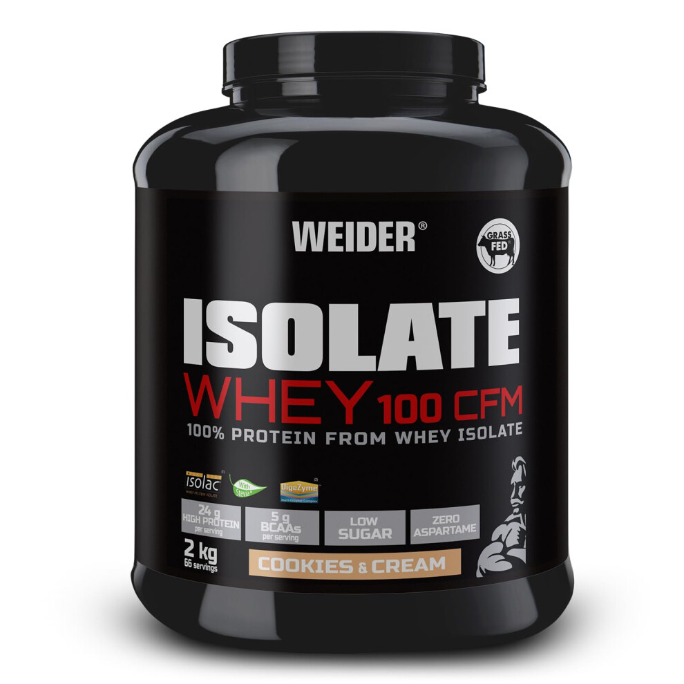 Weider Cream Isolate Whey 100 Cfm (2Kg) Cookie & Flavour. Protein Powder With 25G Proteins And 5G Bcaas Per Serving. Low Sugar. Aspartame-Free.