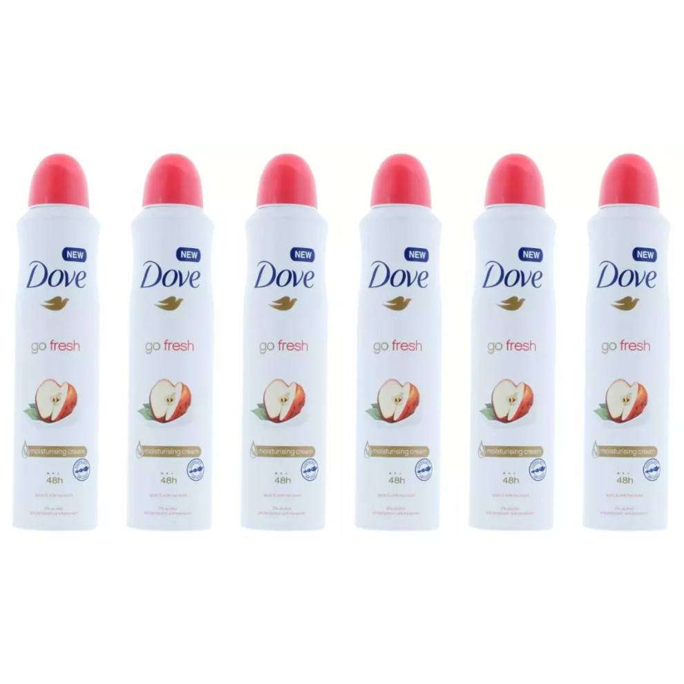 6 x 250ml Dove Apple & White Tea Anti-Perspirant Deodorant Spray 0% Alcohol