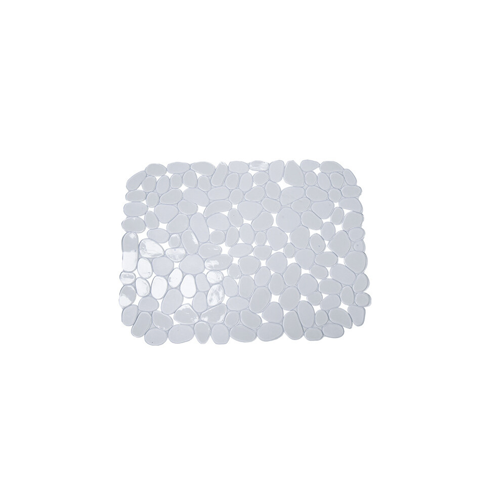 (White) Kitchen Sink Protector Mat Pebble Shape Drainer Mat 30x40cm Pvc Non Slip Tool