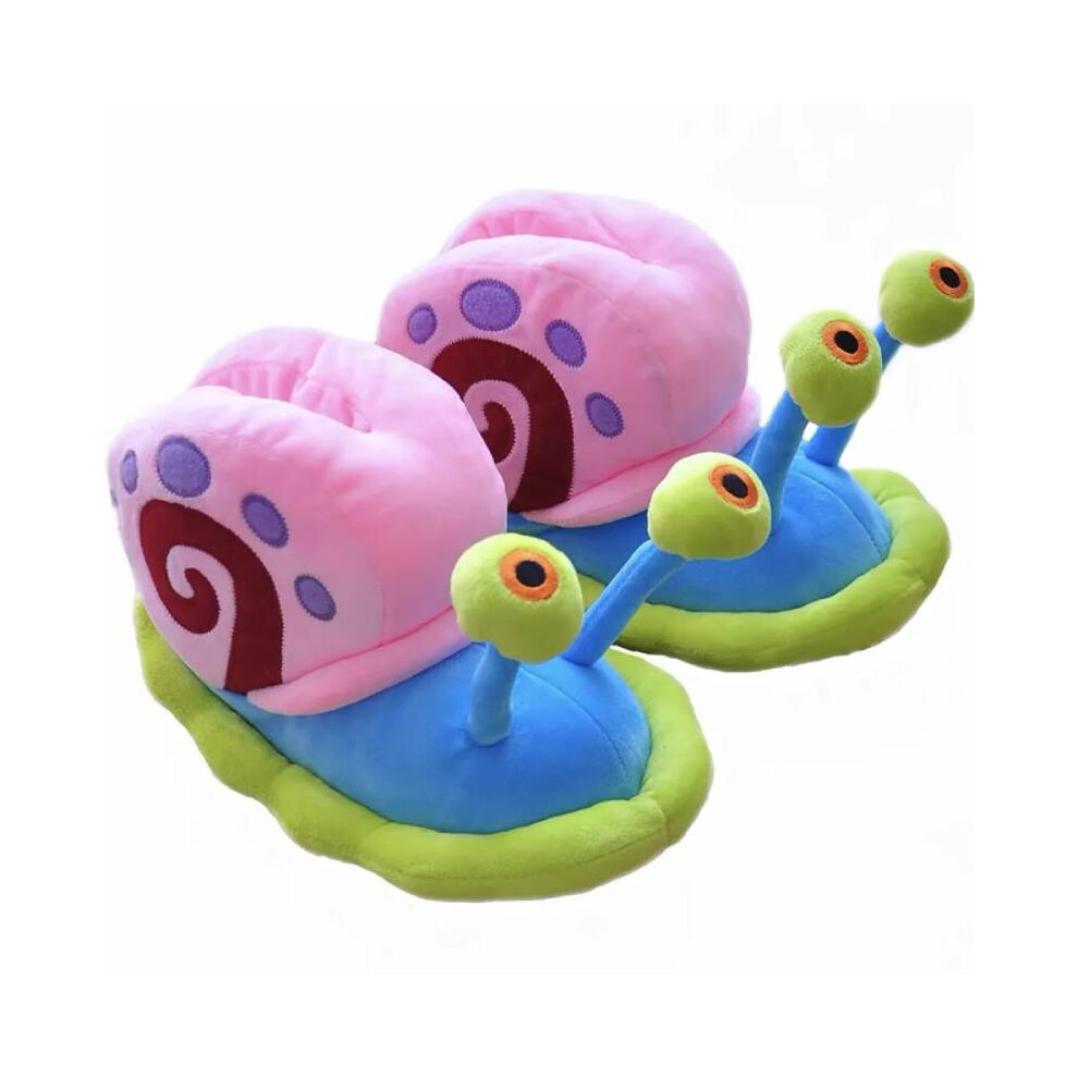 (Pink, M(34—36)) Gary Spongebob Squarepants The Snail Plush Shoes Cartoon Slippers Christmas Gift