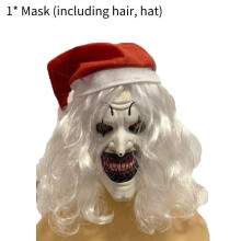 (Style B) Terrifier 3 Clown Cosplay Mask Santa Hat Horror Halloween Carnival Role Latex