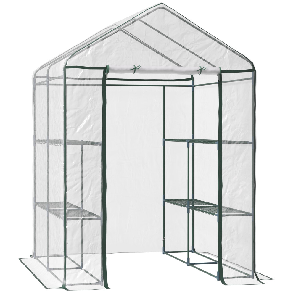 Outsunny Walk In Greenhouse Garden Clear Pvc Frame Shelves Reinforced Plant Grow