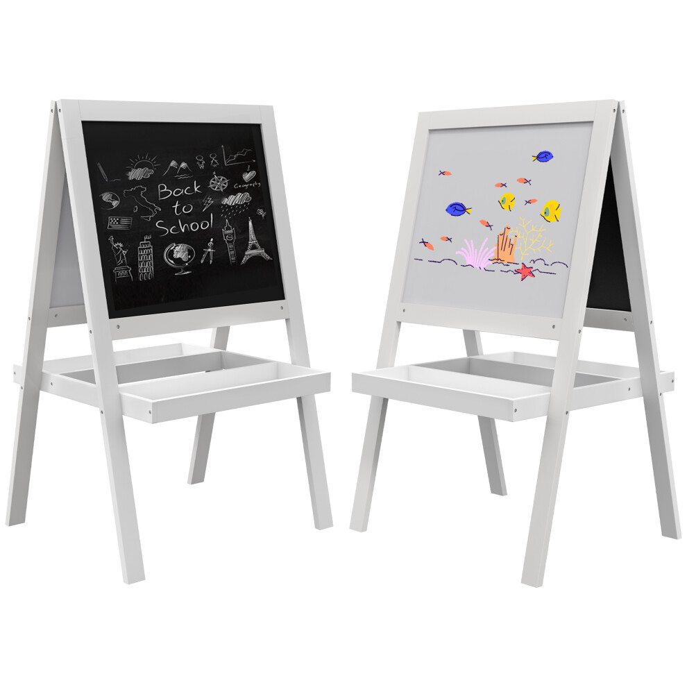 AIYAPLAY 2-in-1 Double-Sided Easel For Kids, With Storage Shelf- Blue