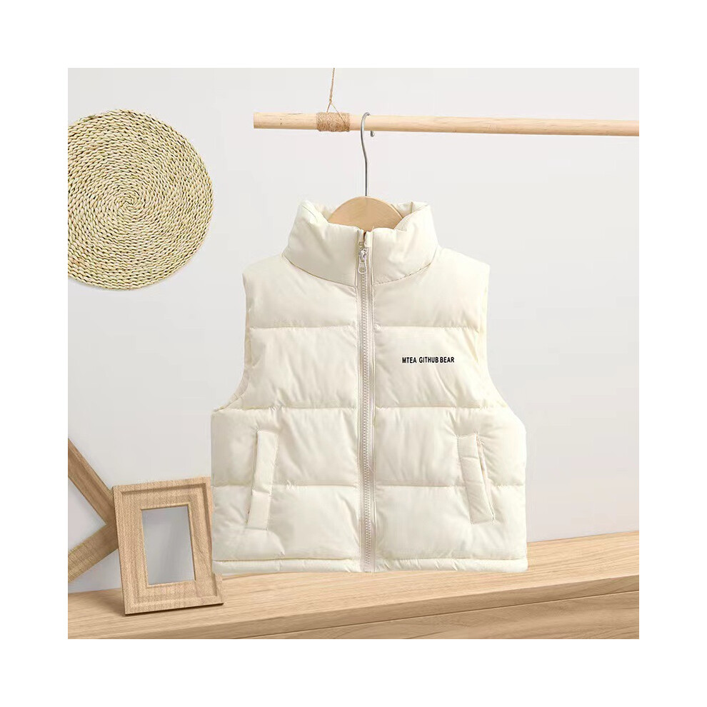 (Beige, 9-10Years) Kids Boy Girls Vest Warmer Gilet Jacket Coats Sale