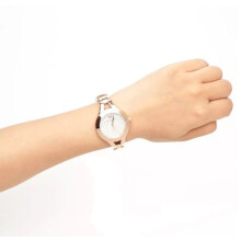 ARMANI WOMEN'S WATCH AR7437 BEIGE STRAP WHITE DIAL ROSE GOLD CASE