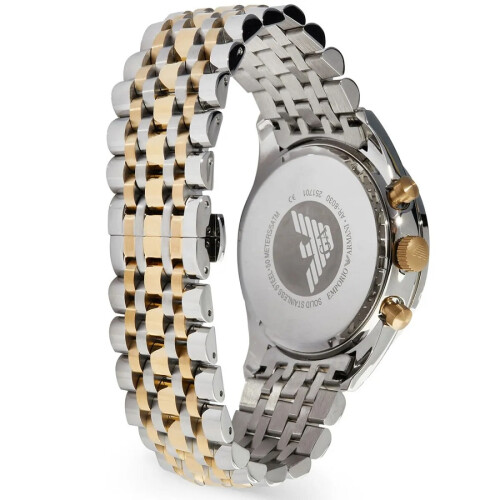 Armani ARMANI MEN'S WATCH AR8030 GOLD & SILVER STRAP BLUE DIAL SILVER CASE 2