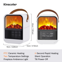 (White, EU) Fireplace Electric Heater Warm Blower Fan Portable Desktop Household Home