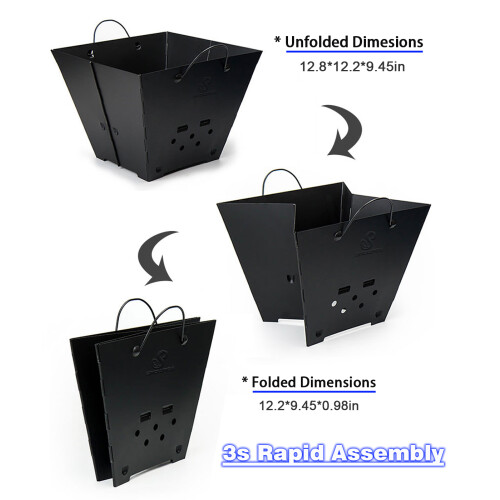 Portable Fire Pit for Camping with Top Grill Rack 2