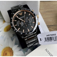 ARMANI MEN'S WATCH AR70002 CERAMIC BLACK STRAP BLACK DIAL BLACK CASE