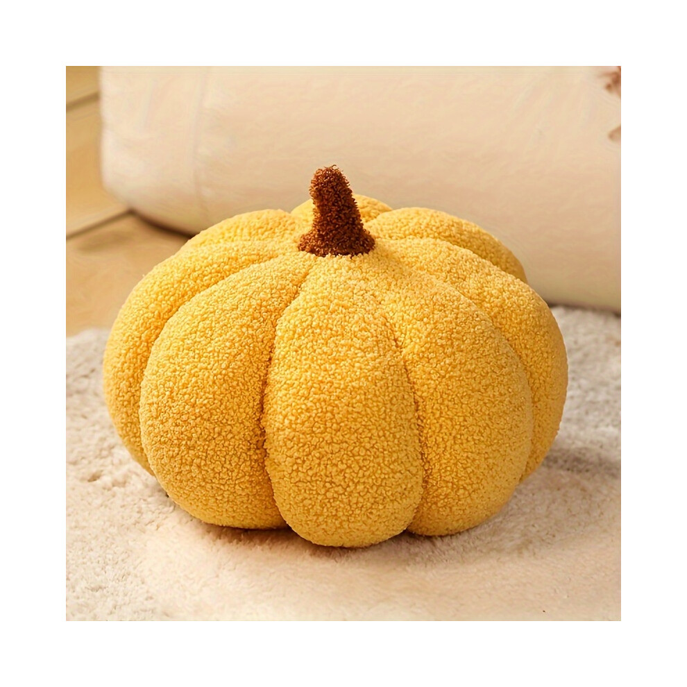 (Yellow) Halloween Pumpkin Plush Pillow 3D Fluffy Pumpkin Plush Halloween Pumpkin Decor Pillow Yellow Xylfly