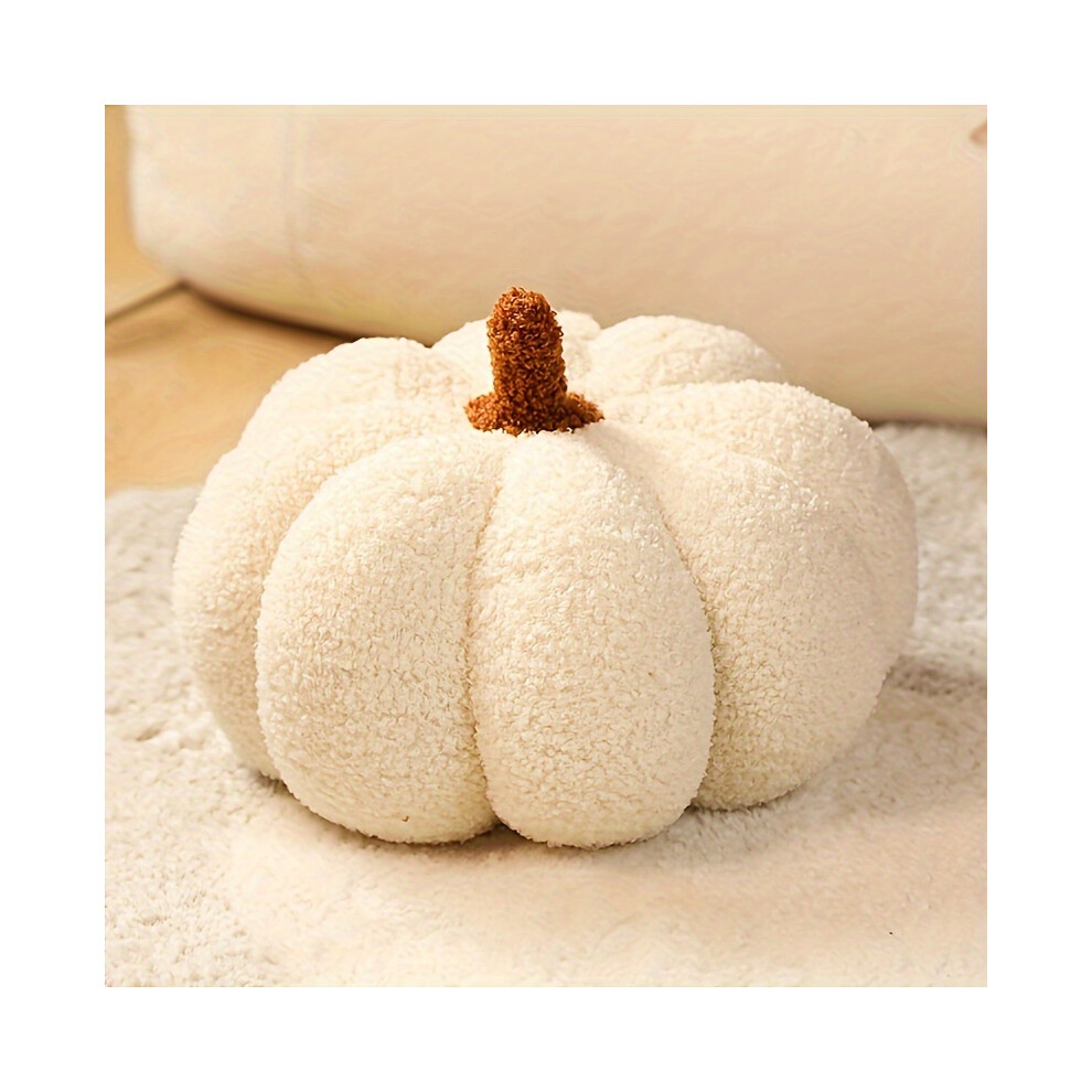 (White) Halloween Pumpkin Plush Pillow 3D Fluffy Pumpkin Plush Halloween Pumpkin Decor Pillow White Xylfly