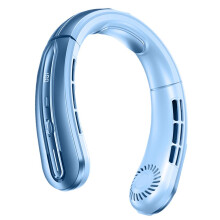 (Blue) Wearable Personal Fan 100 Speeds Cooling Personal Fan Personal Portable Fan Bladeless Neck Fan Cooling Fan Personal Neck Fan