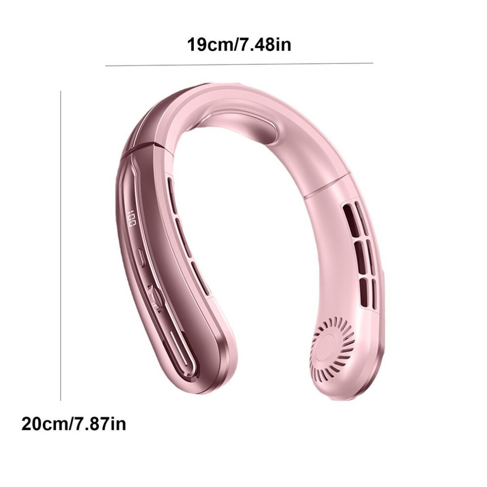 (Pink) Wearable Personal Fan 100 Speeds Cooling Personal Fan Personal Portable Fan Bladeless Neck Fan Cooling Fan Personal Neck Fan