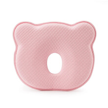 (Pink) Cotton Memory Foam Baby Pillow, Newborn Center Head Pillow