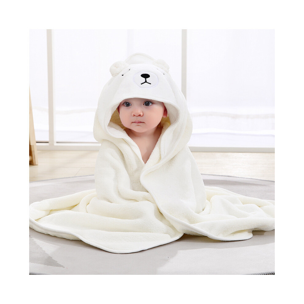 (white bear) Cartoon Animal Baby Bath Towels Soft Newborn Hooded Towel Blanket Toddler Bathrobe
