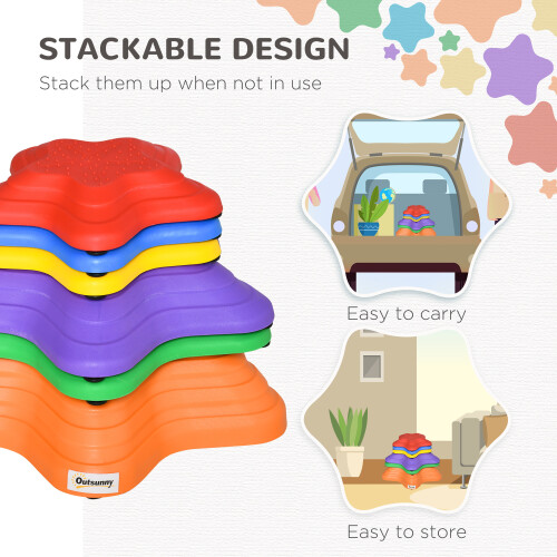 Outsunny Outsunny 6-Piece Balance Stepping Stones Stackable Non-slip Obstacle Course 2