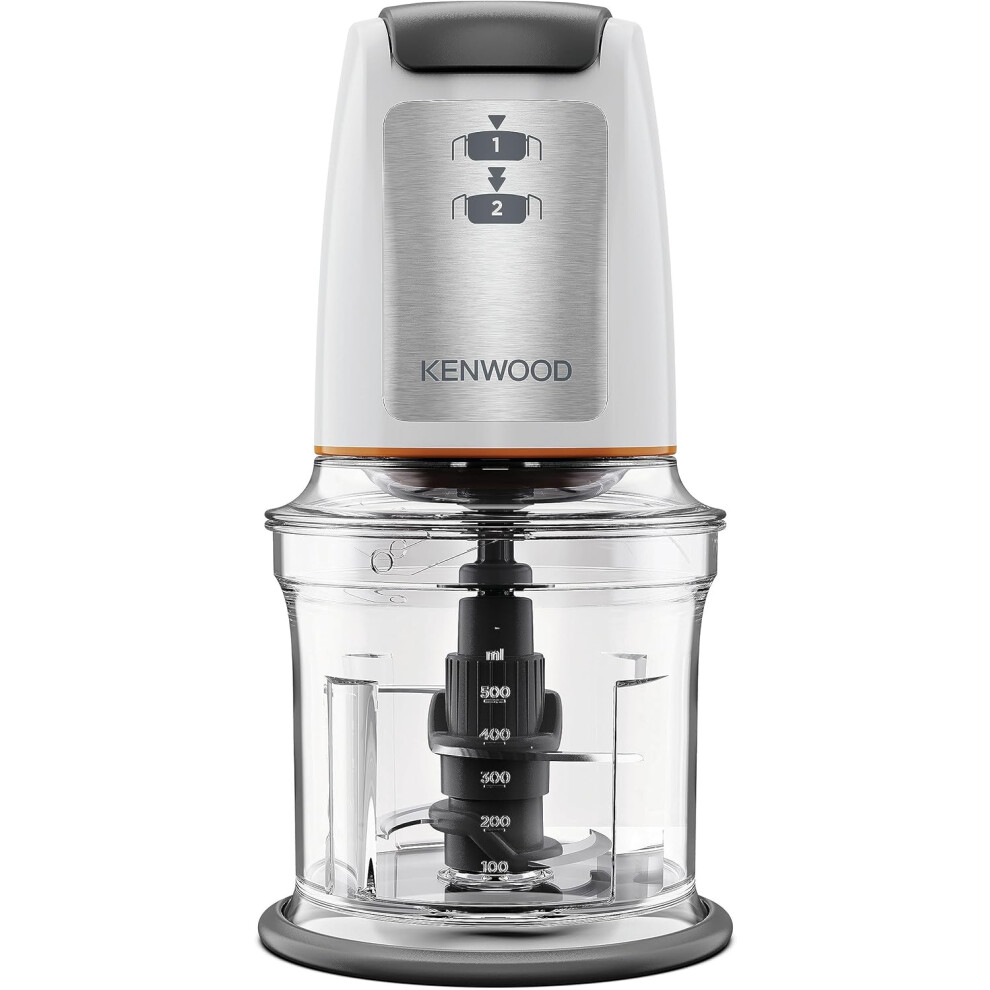 (Single, Easy Chop Chopper single) Easy Chop Chopper, 0.5L Bowl, 2 Speeds, Quad Blade System, Anti-Slip Ring for Food Chopper Stability, 500W, CHP61.100WH, Dishwasher Safe, White