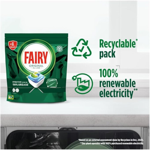 Fairy Fairy All-In-1 Dishwasher Tablets Bulk, 110 Tablets, Original, Effective Even On Dried-On Grease 1
