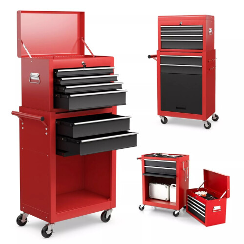 Costway 6 Drawers Rolling Tool Chest High Capacity Tool Storage Cabinet
