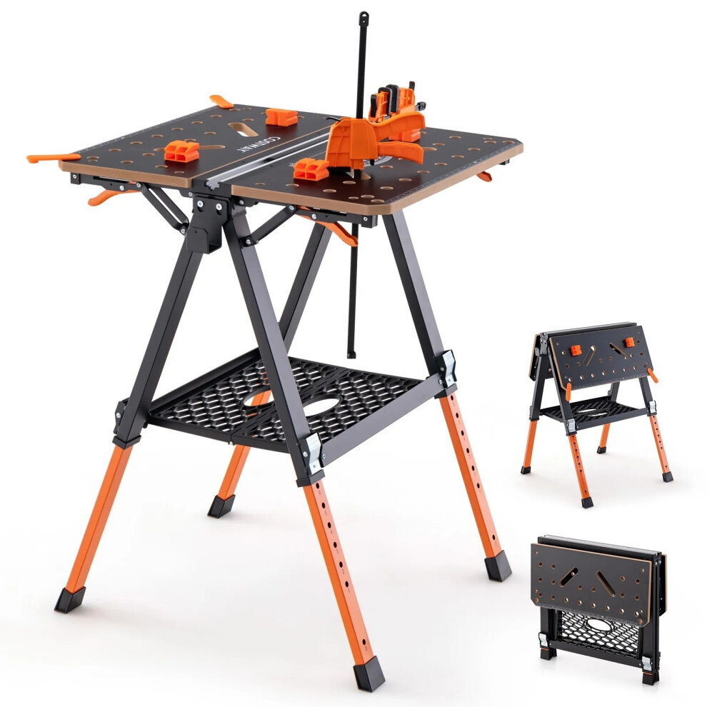 2-in-1 Folding Work Table & Sawhorse 8 Adjustable Heights Workbench