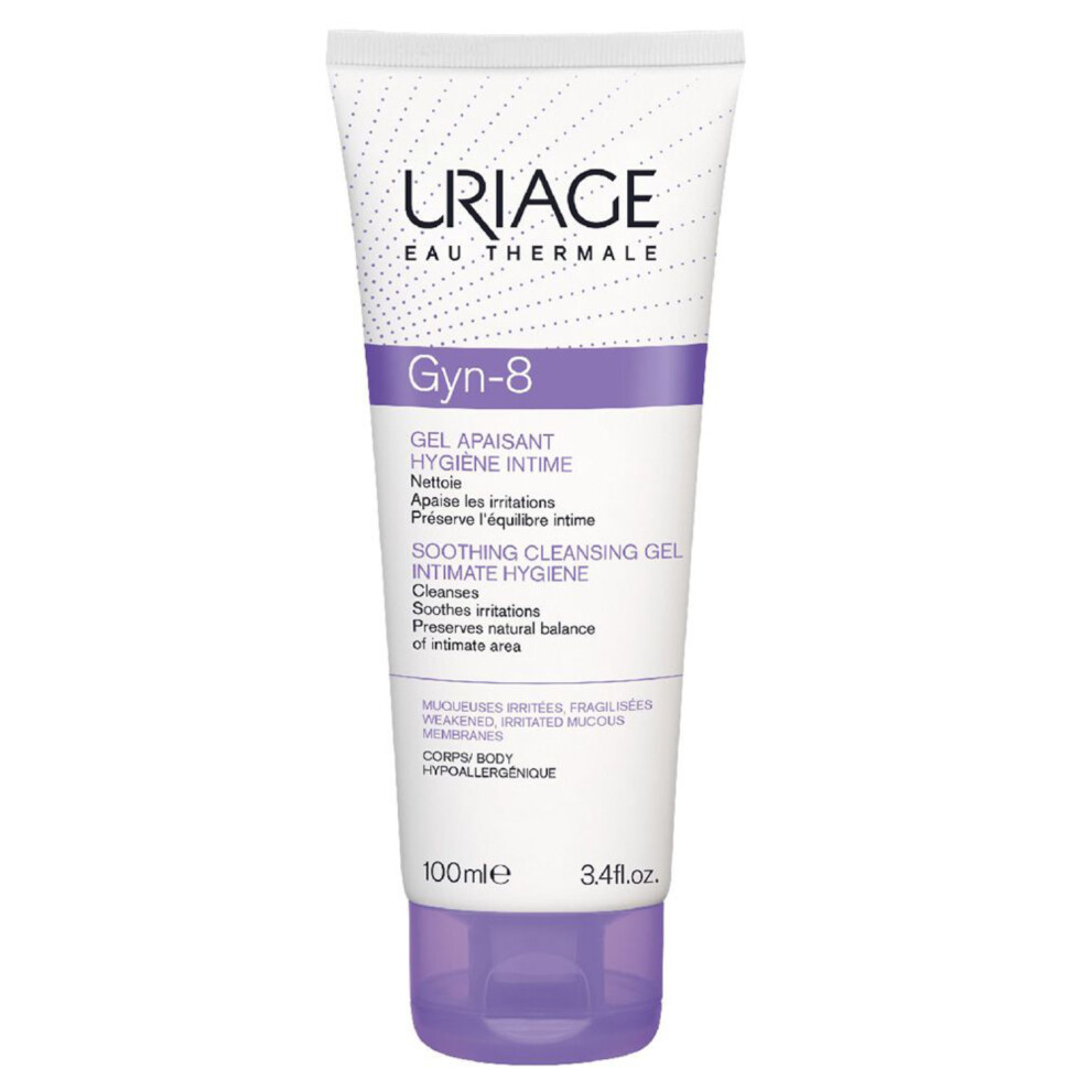 Uriage Gyn-8 Soothing Intimate Cleansing Gel For Irritated Skin And Mucous, Quickly Relieves And Calms Discomfort, 100ml