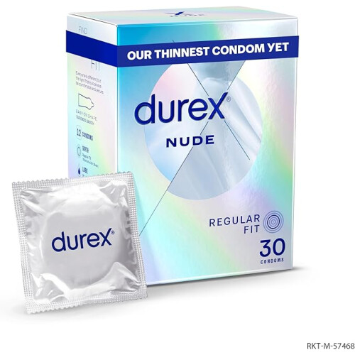 Durex DUREX Nude Condoms Regular Fit 30s Extra Thin Easy On Shape Secure Higher Protection With Silicone Lube