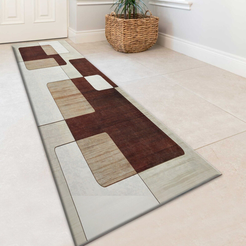 (60x220 cm- Runner Rug/Carpet, VIVA) Non-Slip Area Rugs Printed Geometric Carpets Mats