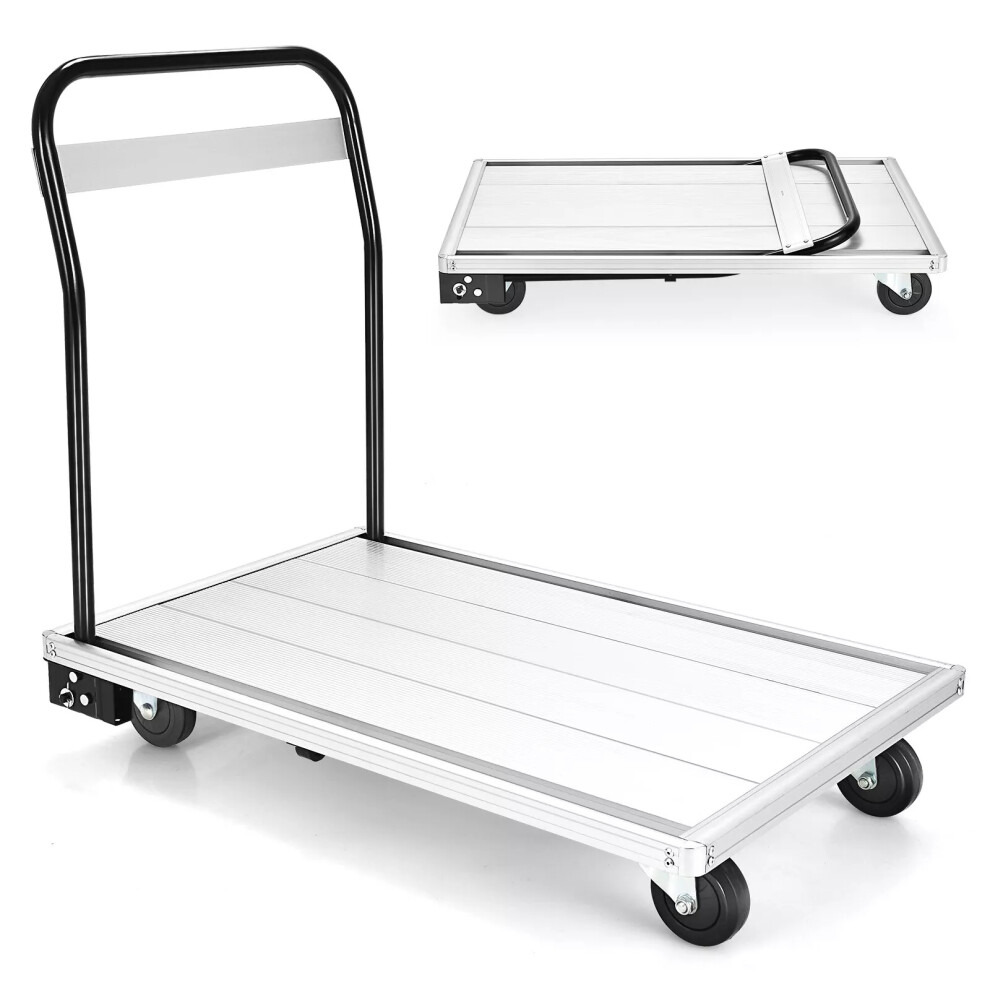 350kg Folding Platform Truck Heavy Duty Flat Trolley with 4 TPR Wheels