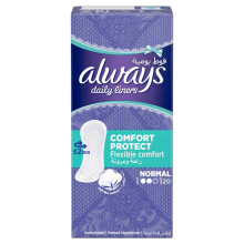 Always Daily Liners Comfort Protect Flexible Comfort Normal Pantyliners, Comfort Design, Flexible And Reliable, Absorbent Core, 20's