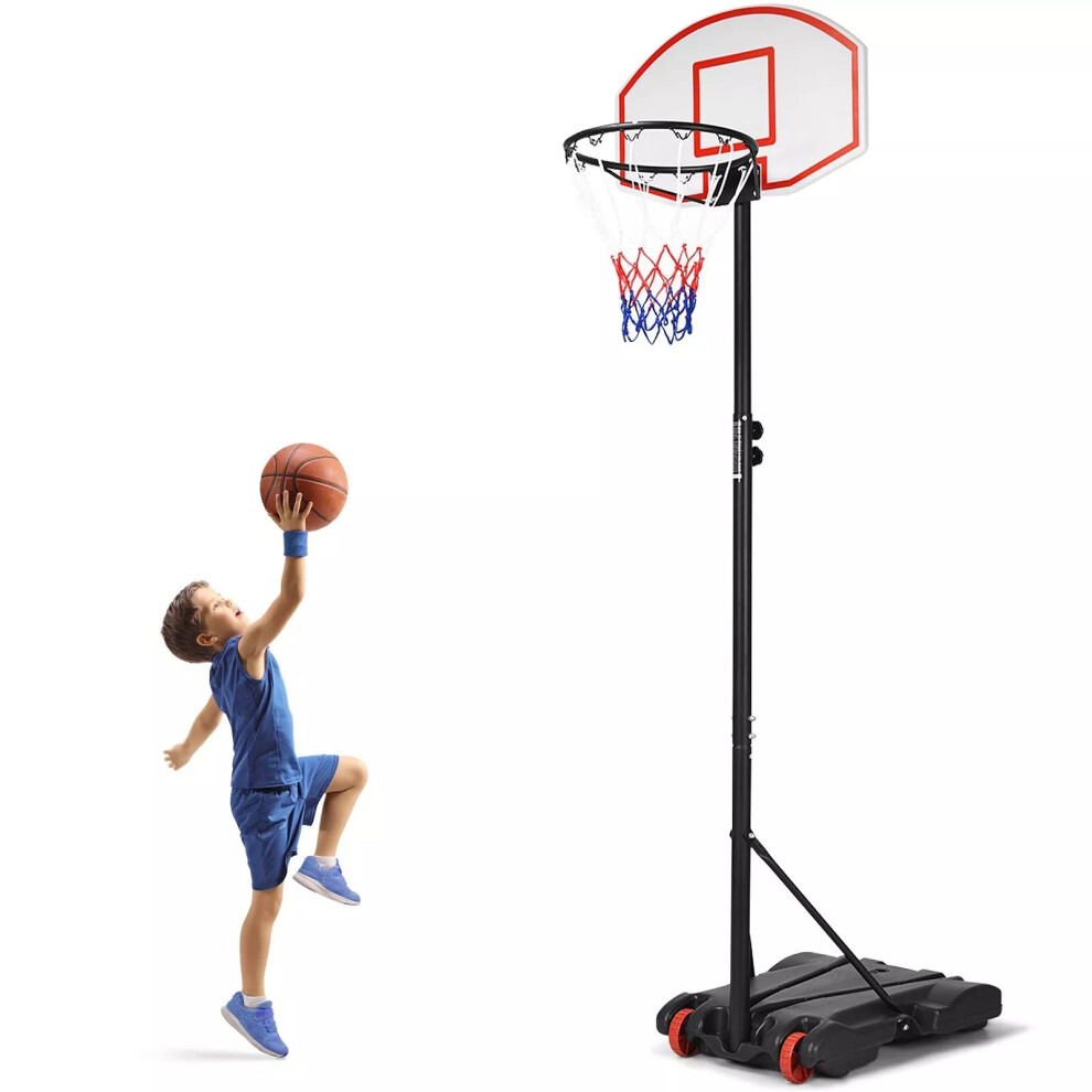 Portable Basketball Hoop Kids Adults Adjustable Stand w/Wheel