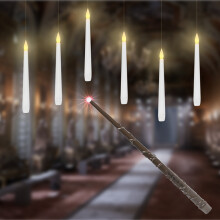 (Warm White Light, 6pcs) Flameless Taper Floating Candles With Magic Wand Remote Timer, Battery Operated