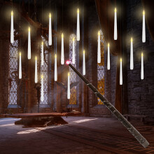(Warm White Light, 20pcs) Flameless Taper Floating Candles With Magic Wand Remote Timer, Battery Operated