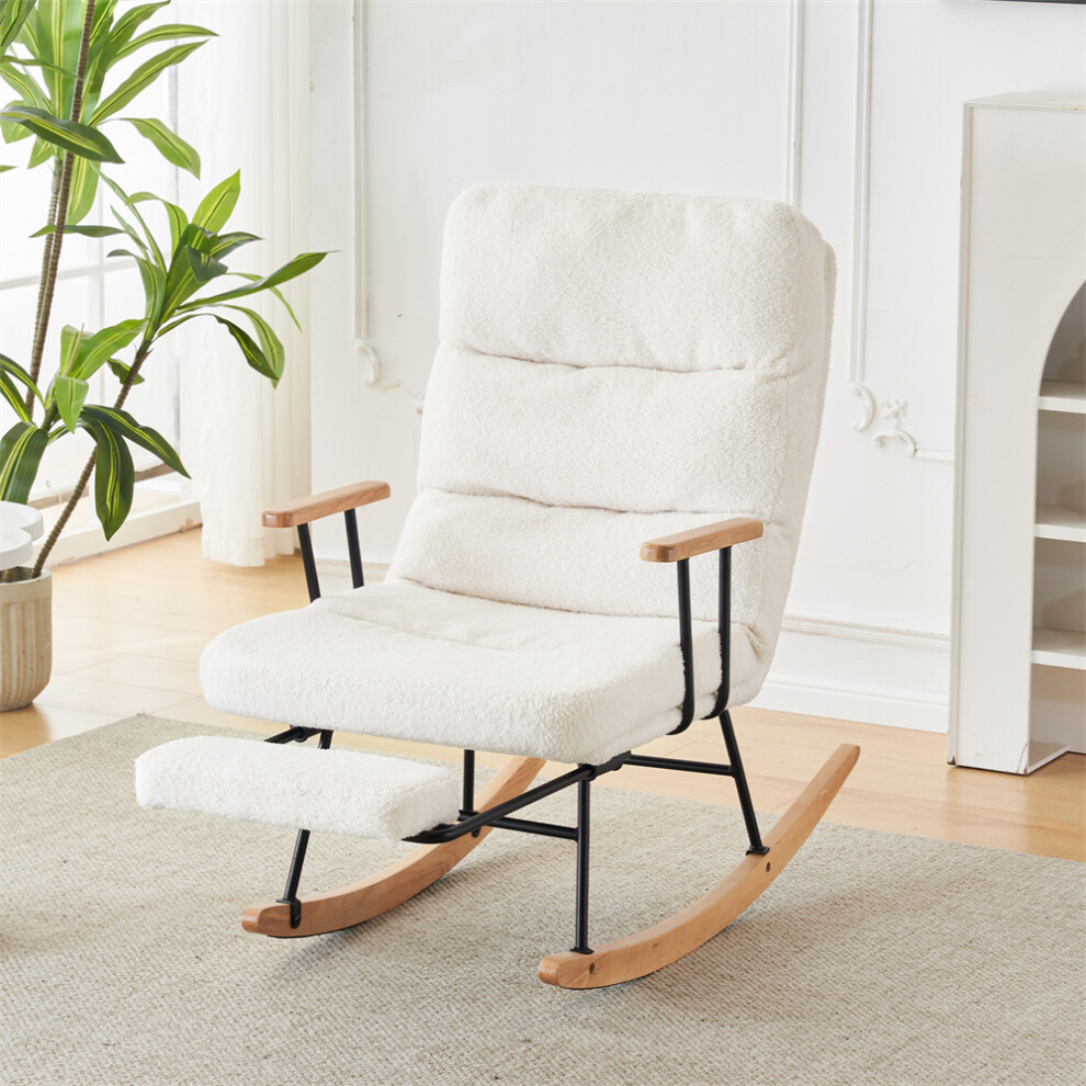 Rocking Chair with Comfortable Footrest and Adjustable Recliner White on OnBuy