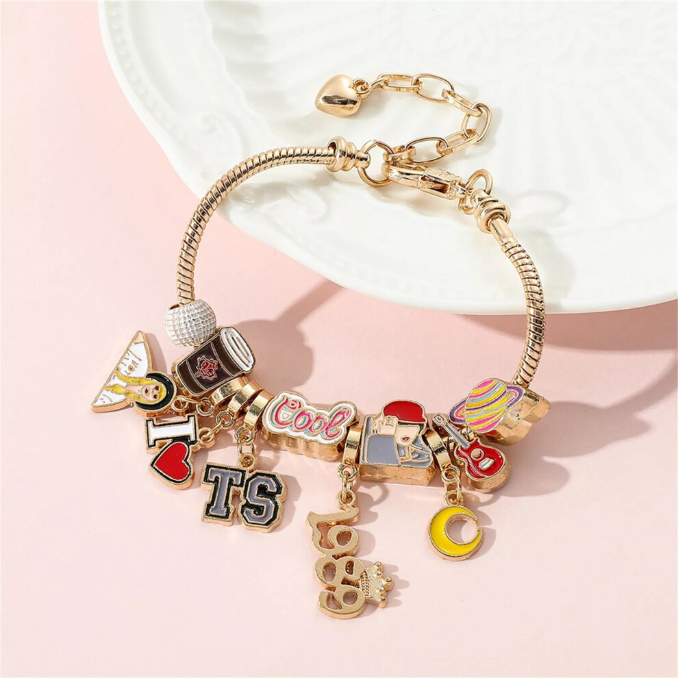 (A, One Size) Taylor Swift Charm Bracelet Lover Reputation Speak Now Album Inspired Pendants