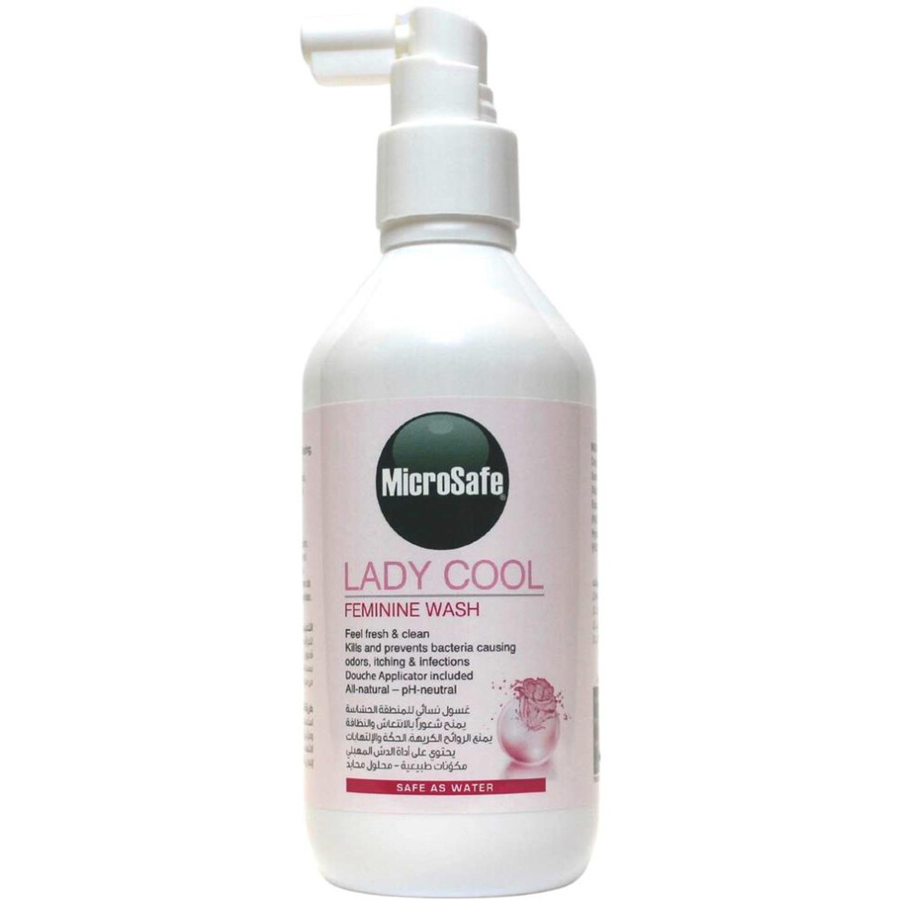 Microsafe Lady Cool Feminine Wash, Eliminates Odors, Itching, Burning, And Inflammation, Eradicates Bacteria And Fungi, 236ml