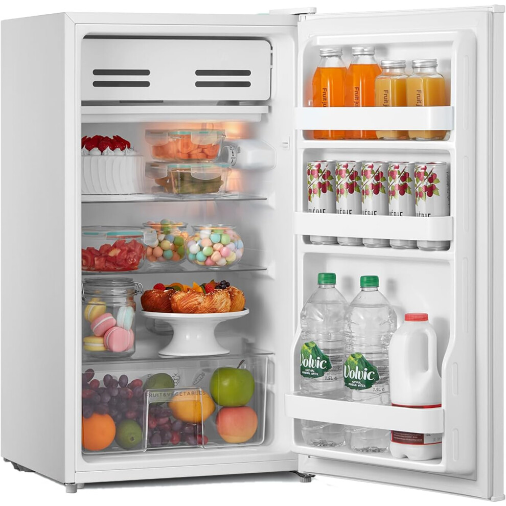 White Under Counter Fridge 93L Small Fridge with Cooler Box, Interior Light