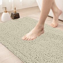 (50x80 cm, Cream) Chenille Bathroom Rug Mat Dog Doormats Absorbent Non Slip Bath Shower Mats UK