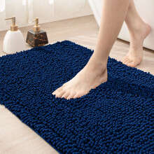 (40x60 cm, Navy) Chenille Bathroom Rug Mat Dog Doormats Absorbent Non Slip Bath Shower Mats UK