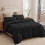 (Black, Single 3PC Set) Duvet Cover Set with Pillowcases & Fitted Sheet 3