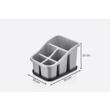 (Gray + Anthracite) Utensil Drying Rack Cutlery Holder 5 Compartments