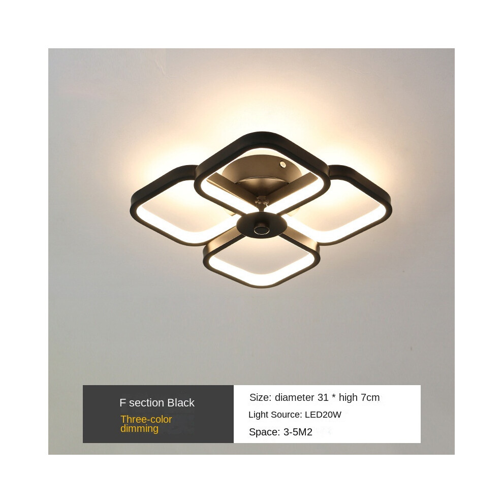 (F model black) 3 Color Modern Ceiling Lamp, Square LED Ceiling Lights for Bedroom Hallway Office Kitchen Living Room