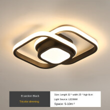(Model B black) 3 Color Modern Ceiling Lamp, Square LED Ceiling Lights for Bedroom Hallway Office Kitchen Living Room