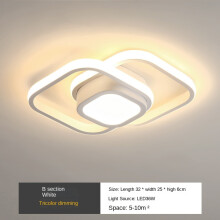 (Model B white ) 3 Color Modern Ceiling Lamp, Square LED Ceiling Lights for Bedroom Hallway Office Kitchen Living Room